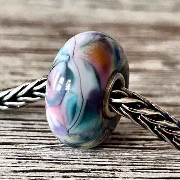 Summersday Artisan Trollbeads Style Trollstone Pastel Muted Blue Purple Teal NEW - Picture 11 of 11